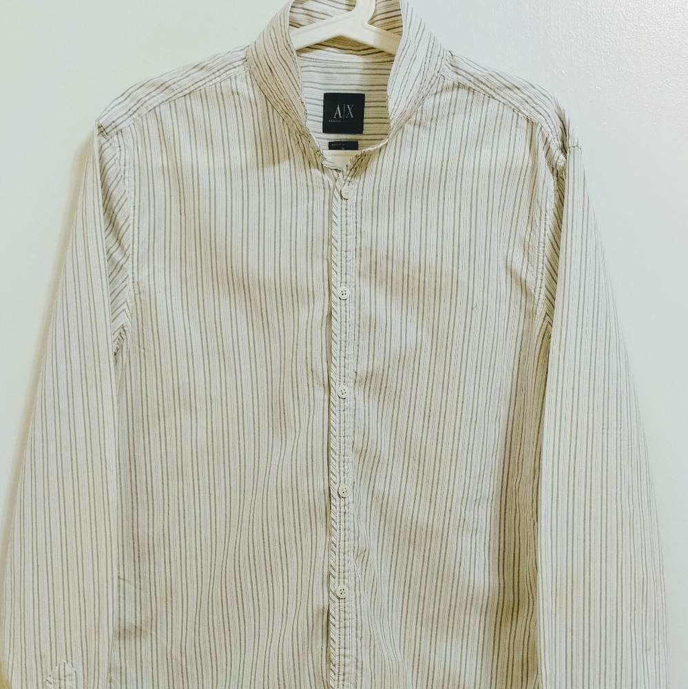 Armani Exchange Long-Sleeve Shirt white stripes